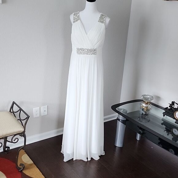 Conail Coco Women Ruched Waist Rhinestone Casual Tulle Long Dress - Picture 2 of 16